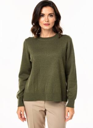 Pull coupe droite manches longues vert ESTHEME femme