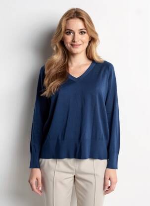 Pull coupe droite manches longues bleu ESTHEME femme