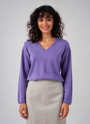 Pull coupe cintrée manches longues violet ESTHEME femme