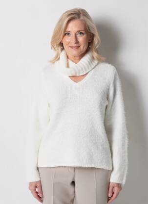 Pull coupe droite manches longues blanc MARBLE femme