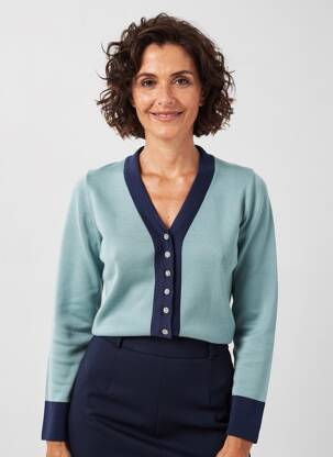Pull coupe cintrée manches longues bleu MARBLE femme