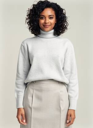 Pull col roulé coupe droite manches longues gris ESTHEME femme