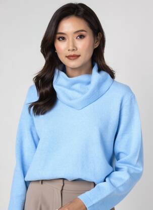 Pull col roulé coupe droite manches longues bleu GERRY WEBER femme