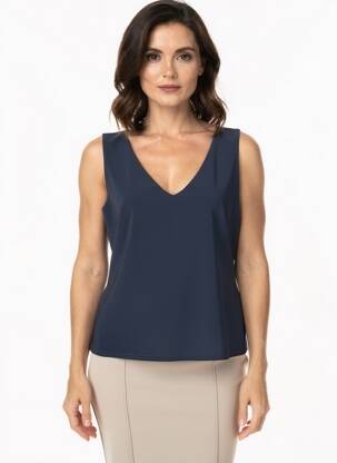 Top stretch sans manche bleu JOSEPH RIBKOFF femme