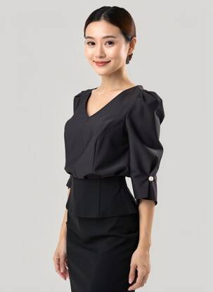 Top stretch manches 3/4 noir JOSEPH RIBKOFF femme
