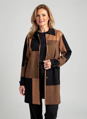 Gilet manches longues coupe cintrée marron MARBLE femme