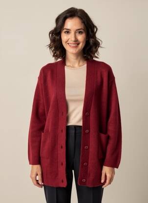 Gilet manches longues coupe cintrée rouge ESTHEME femme