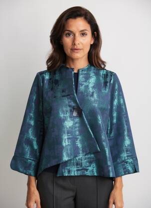Veste chic col rond vert JOSEPH RIBKOFF femme