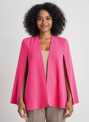 Poncho col v rose DIANA GALLESI femme