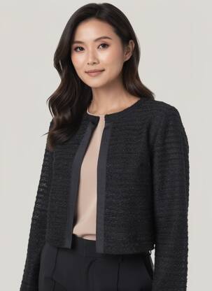 Veste chic col rond noir SOMMERMANN femme