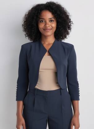 Boléro effet matière satinée bleu JOSEPH RIBKOFF femme