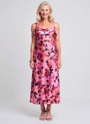 Robe longue manches courtes manches courtes rose JOSEPH RIBKOFF femme