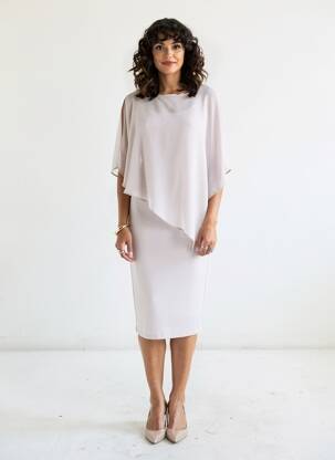 Robe mi-longue coupe fluide manches 3/4 gris JOSEPH RIBKOFF femme
