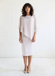 Robe mi-longue coupe fluide manches 3/4 gris JOSEPH RIBKOFF femme