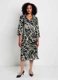 Robe mi-longue manches 3/4 manches 3/4 noir JOSEPH RIBKOFF femme