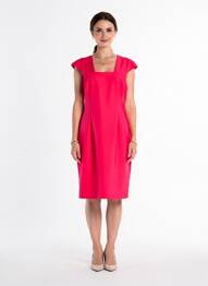 Robe mi-longue tissage crêpe manches courtes rouge DIANA GALLESI femme
