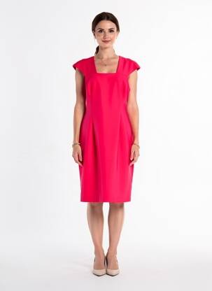 Robe mi-longue tissage crêpe manches courtes rouge DIANA GALLESI femme