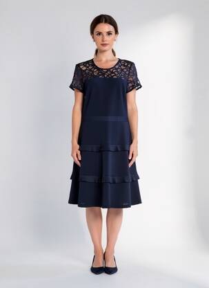 Robe mi-longue manches courtes manches courtes bleu JOSEPH RIBKOFF femme
