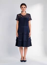 Robe mi-longue manches courtes manches courtes bleu JOSEPH RIBKOFF femme