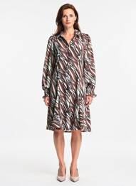 Robe mi-longue coupe fluide manches longues marron MARBLE femme