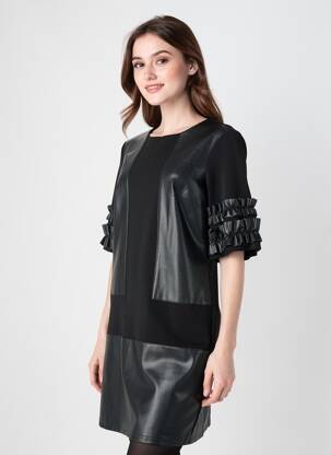Robe mi-longue manches courtes manches courtes noir JOSEPH RIBKOFF femme