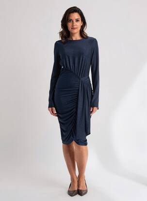 Robe mi-longue manches longues manches longues bleu JOSEPH RIBKOFF femme