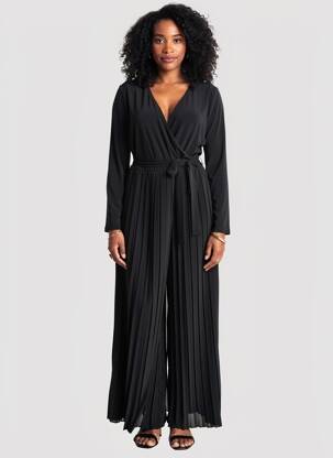 Combi-pantalon coupe fluide manches longues noir JOSEPH RIBKOFF femme