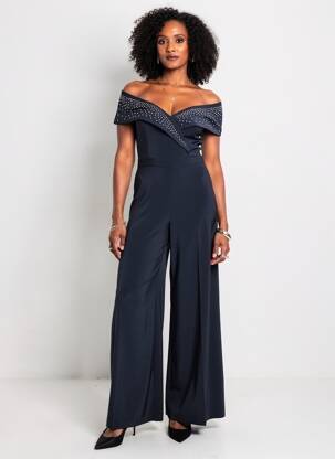 Combi-pantalon manches courtes manches courtes bleu JOSEPH RIBKOFF femme