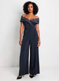 Combi-pantalon fermeture zippée au dos manches courtes bleu JOSEPH RIBKOFF femme