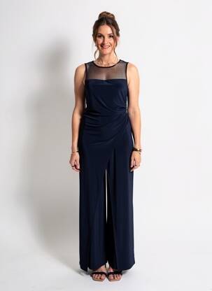 Combi-pantalon fermeture zippée au dos sans manche bleu JOSEPH RIBKOFF femme