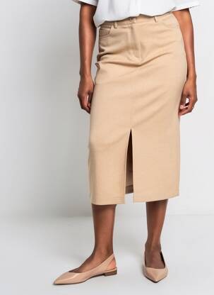 Jupe mi-longue coupe droite beige FUEGO WOMAN femme