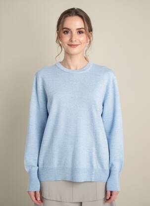 Pull coupe droite manches longues bleu ESTHEME femme