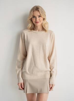 Pull coupe droite manches longues beige ESTHEME femme