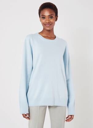Pull coupe droite manches longues bleu clair ESTHEME femme