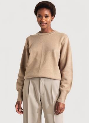 Pull coupe droite manches longues marron ESTHEME femme