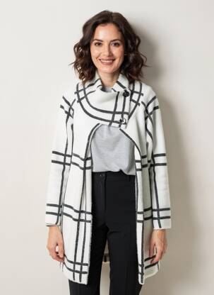 Gilet manches longues fermeture boutonnée sur le devant blanc JOSEPH RIBKOFF femme