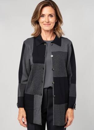 Gilet manches longues fermeture boutonnée sur le devant gris MARBLE femme
