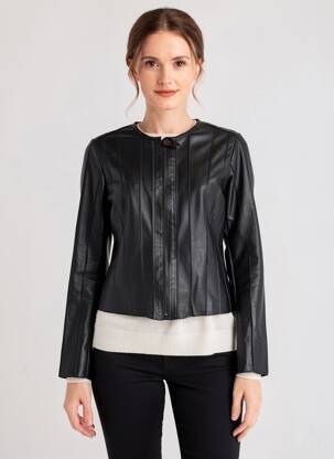 Veste en cuir coupe cintrée noir L'UNIVERS DU LUXE femme
