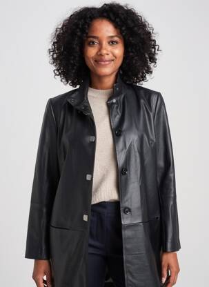 Veste en cuir finition intérieure doublure satiné noir L'UNIVERS DU LUXE femme