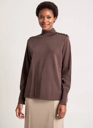 Pull coupe cintrée manches longues marron JOSEPH RIBKOFF femme
