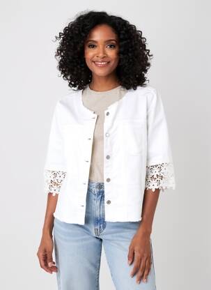 Veste casual col rond blanc JOSEPH RIBKOFF femme