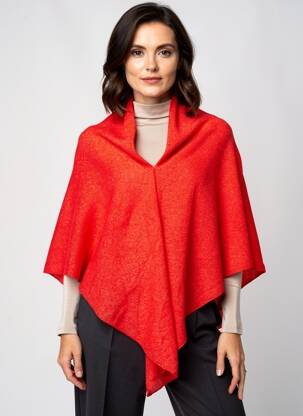 Poncho col châle rouge ESTHEME femme
