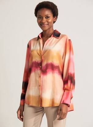Chemisier tissage crêpe manches longues orange EMAROLA & CO femme