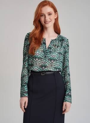 Blouse imprimé fantaisie manches longues vert BA&SH femme