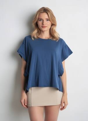 T-shirt stretch manches courtes bleu VICBEE femme