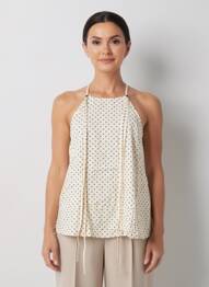 Top col carré fines bretelles beige SEVENTY femme