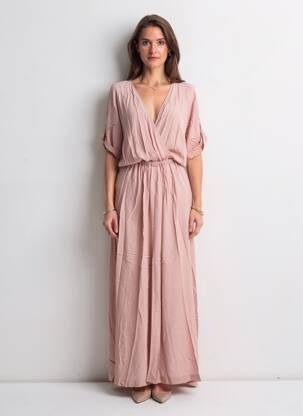 Robe longue manches courtes manches courtes rose 8PM femme