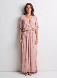Robe longue manches courtes manches courtes rose 8PM femme