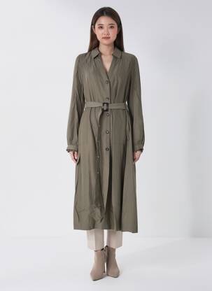 Robe mi-longue manches longues manches longues vert IVI femme