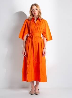 Robe longue manches courtes manches courtes orange SEVENTY femme